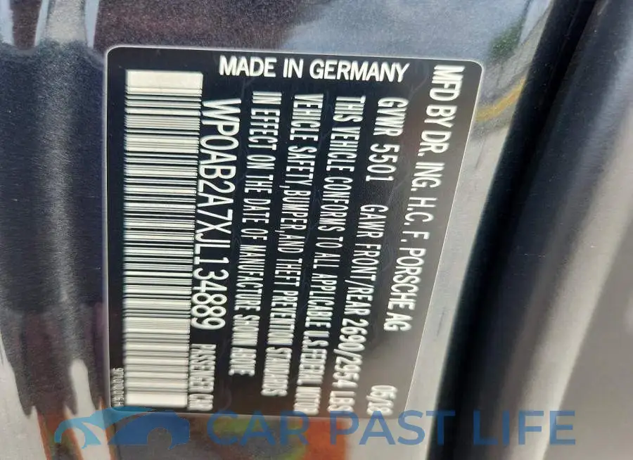 WP0AB2A7XJL134889# 12