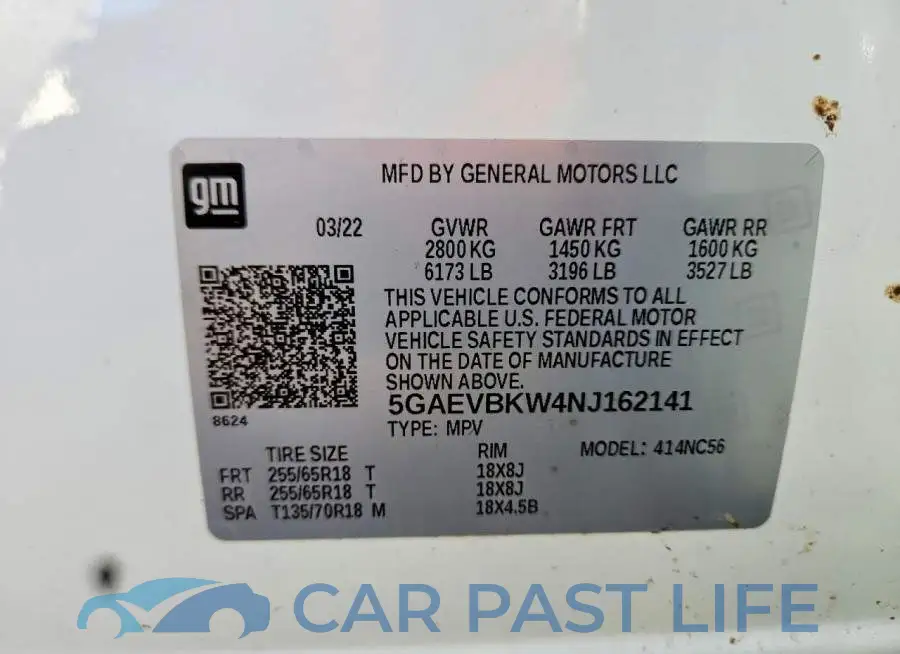 5GAEVBKW4NJ162141# 13