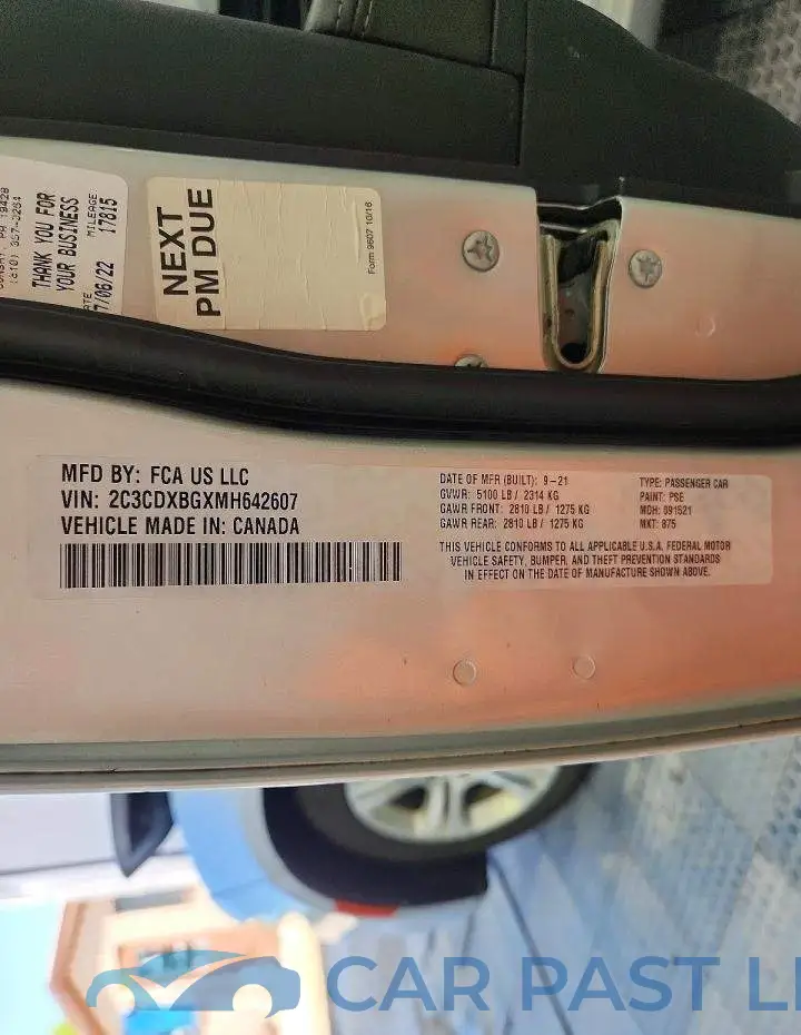 2C3CDXBGXMH642607# 12