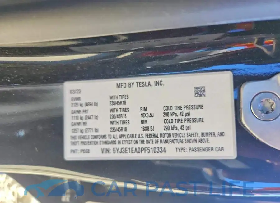 5YJ3E1EA0PF510334# 13