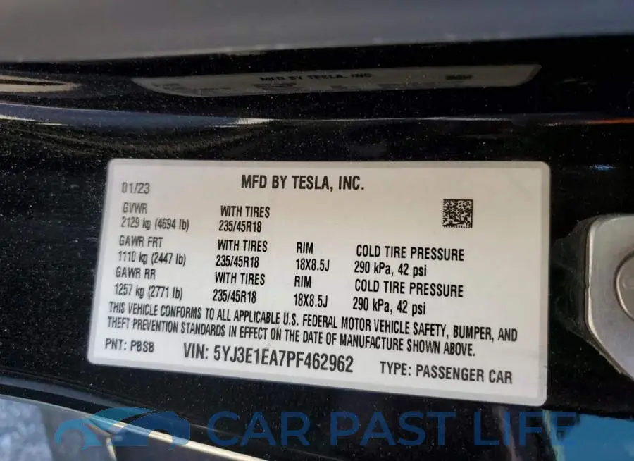5YJ3E1EA7PF462962# 12
