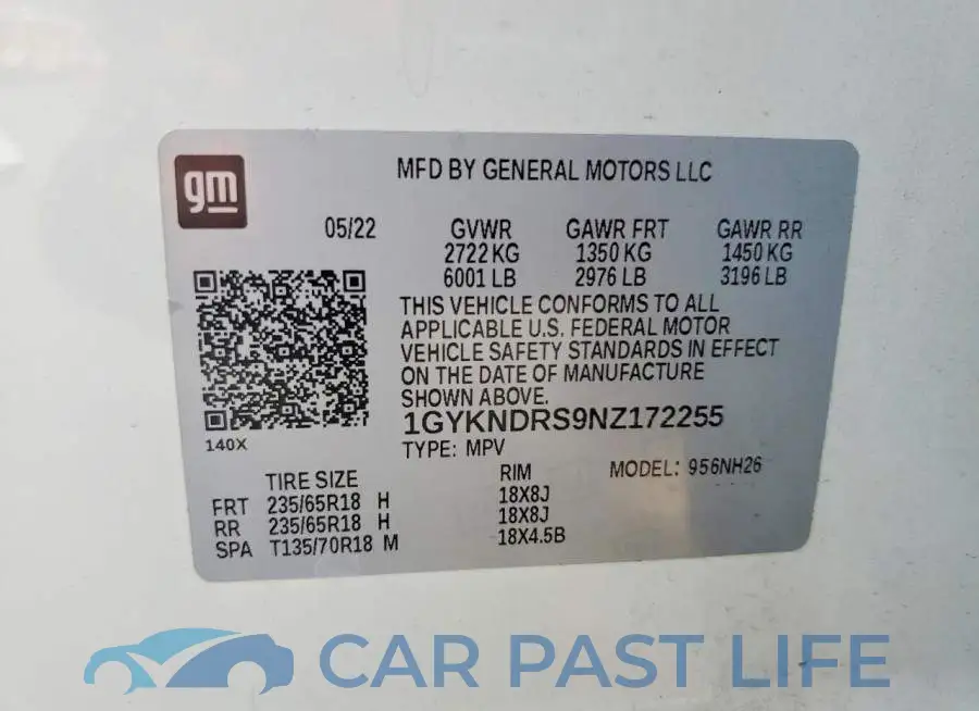 1GYKNDRS9NZ172255# 13