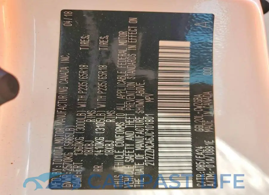 2T2ZZMCA6JC101801# 13