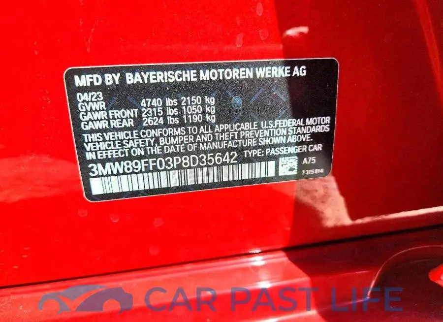 3MW89FF03P8D35642# 12