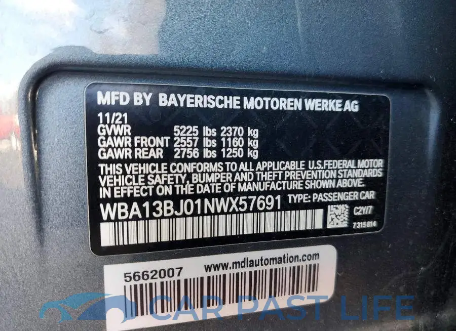 WBA13BJ01NWX57691# 12