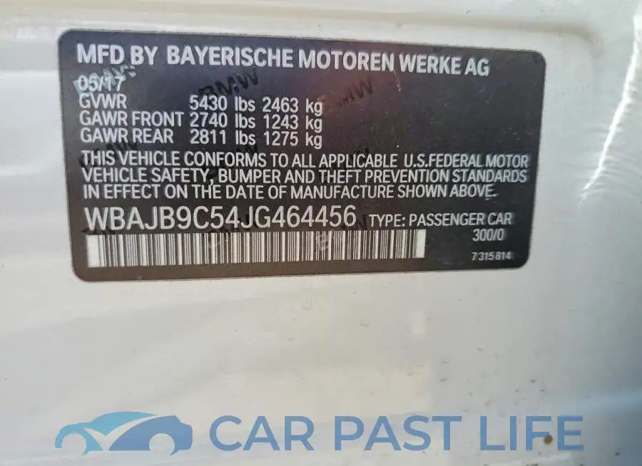 WBAJB9C54JG464456# 12