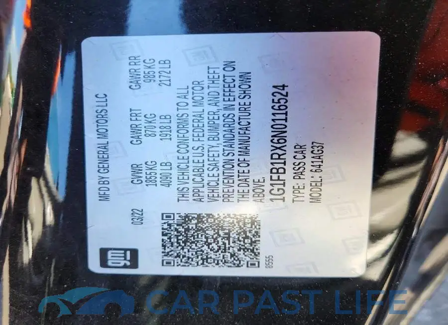 1G1FB1RX6N0116524# 12