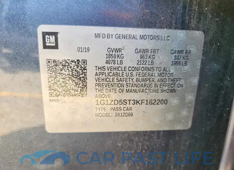 1G1ZD5ST3KF162200# 12
