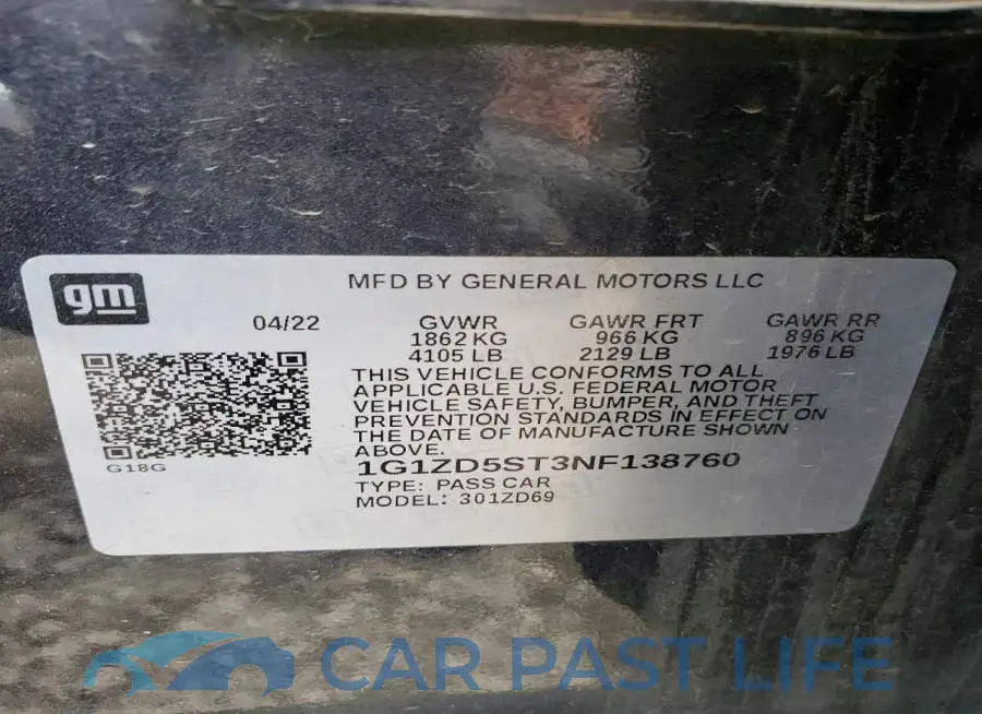 1G1ZD5ST3NF138760# 13