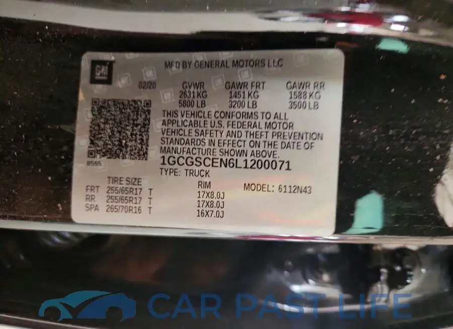 1GCGSCEN6L1200071# 12