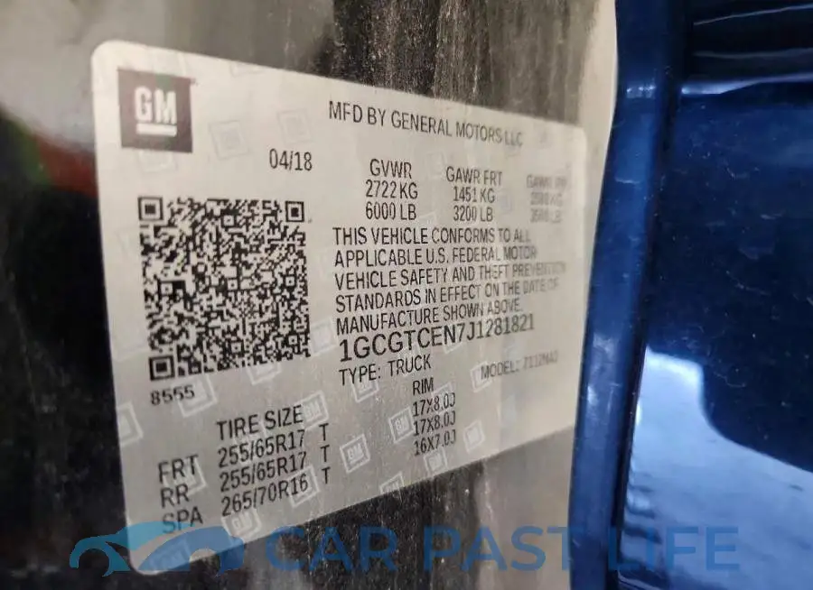 1GCGTCEN7J1281821# 12