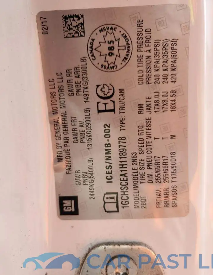 1GCHSCEA1H1189778# 12