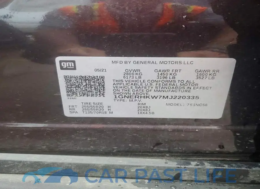 1GNERHKW7MJ220335# 14