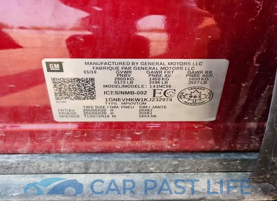1GNEVHKW1KJ232974# 13