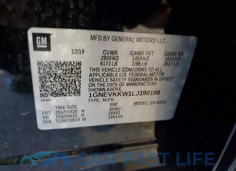 1GNEVKKW1LJ190188# 13