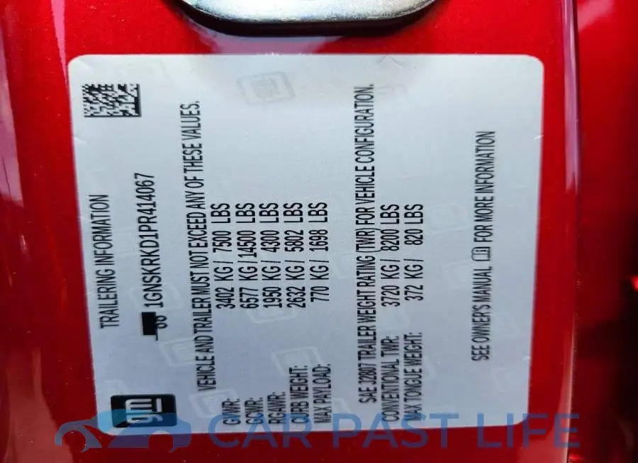 1GNSKRKD1PR414067# 13