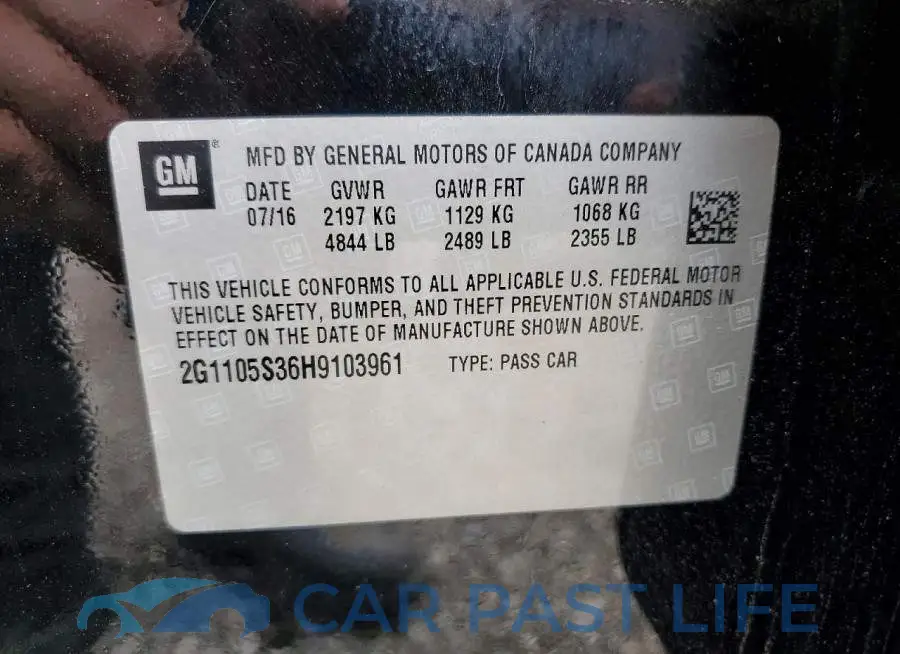 2G1105S36H9103961# 12