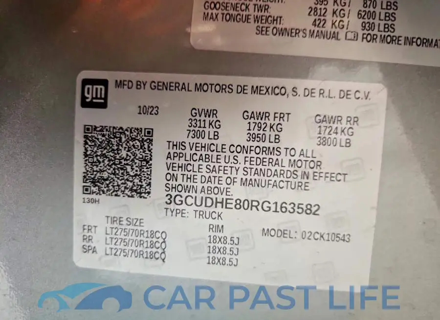 3GCUDHE80RG163582# 12