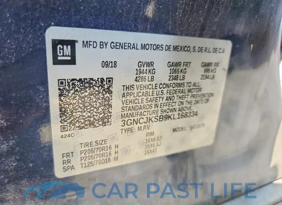 3GNCJKSB9KL168334# 13