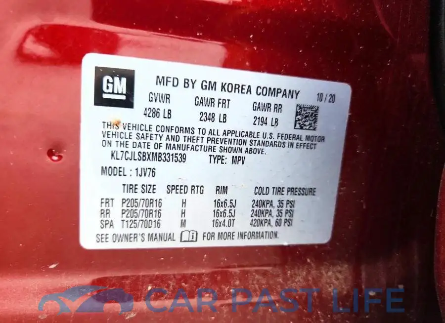 KL7CJLSBXMB331539# 12