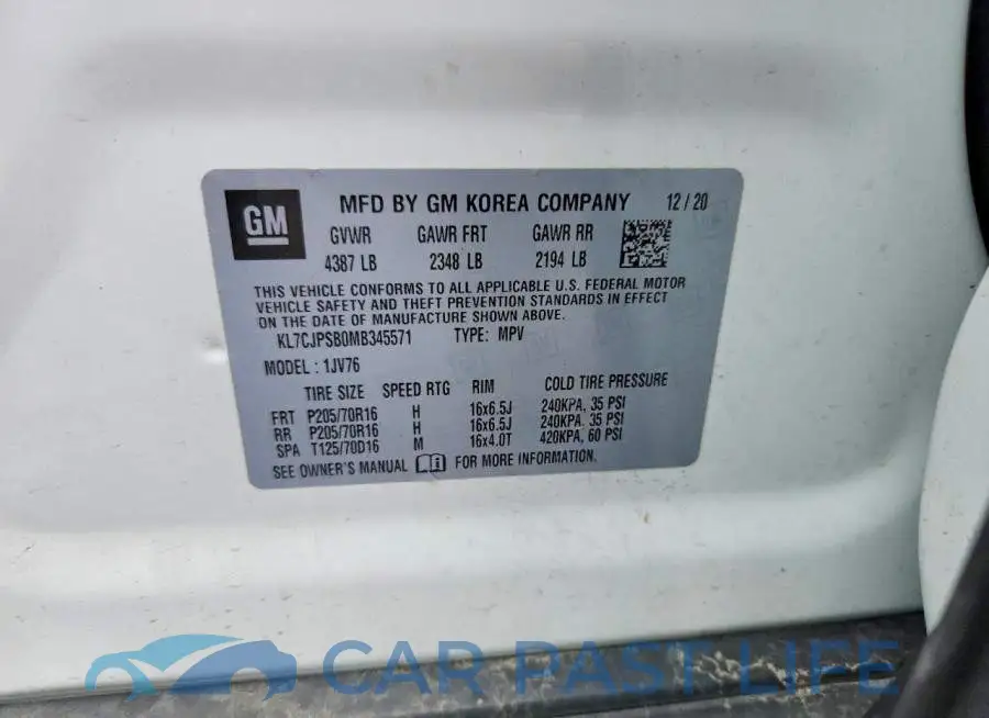KL7CJPSB0MB345571# 12