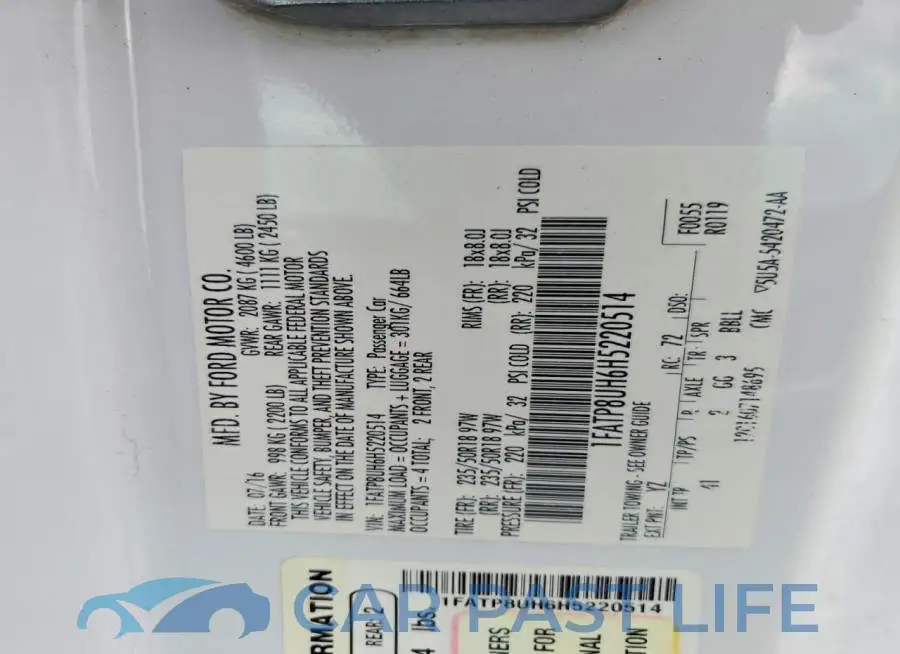 1FATP8UH6H5220514# 12