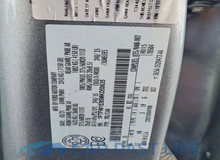1FTFW1E85MKD50635# 12