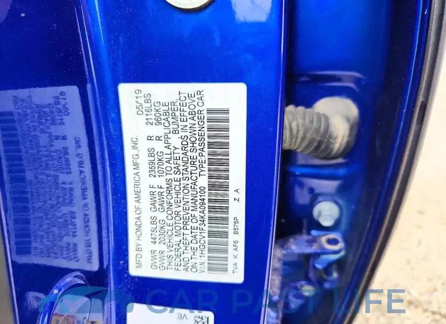 1HGCV1F34KA094100# 12