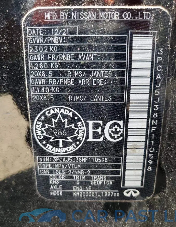 3PCAJ5J38NF110598# 12