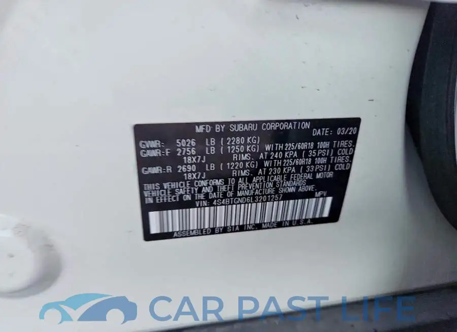 4S4BTGND6L3201257# 13