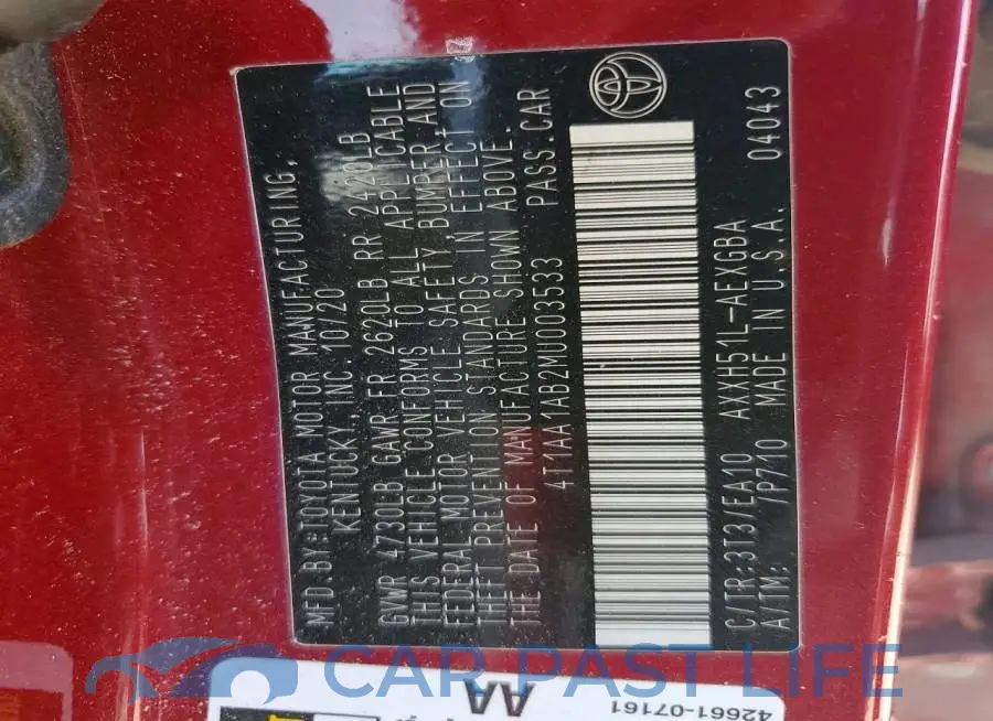 4T1AA1AB2MU003533# 12