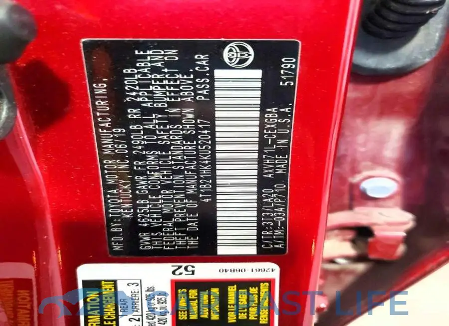 4T1B21HK4KU520417# 12