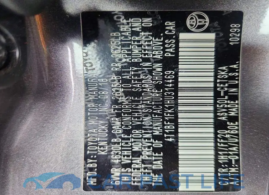 4T1BF1FK1HU314469# 12