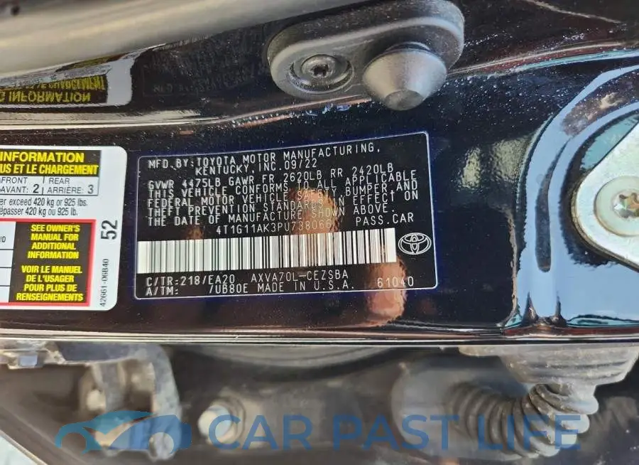 4T1G11AK3PU738066# 12