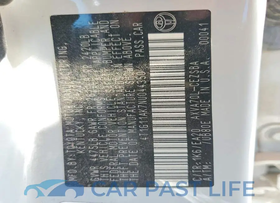 4T1G11AK7NU044350# 13