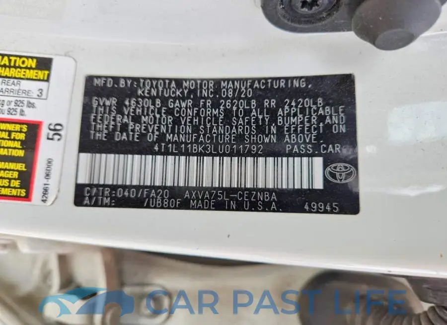 4T1L11BK3LU011792# 13