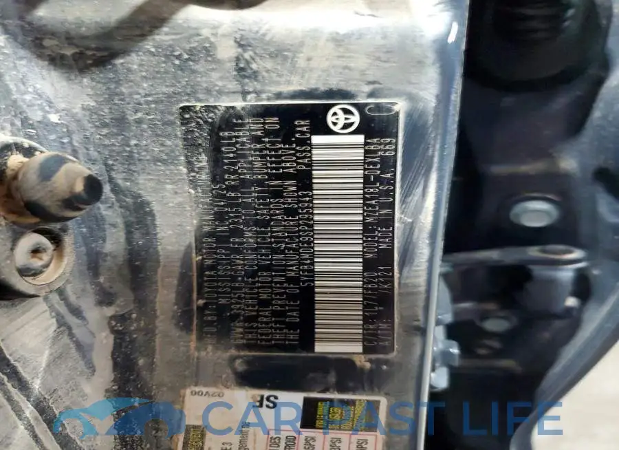 5YFB4MDE9SP295943# 12