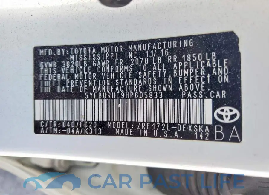 5YFBURHE9HP605833# 13