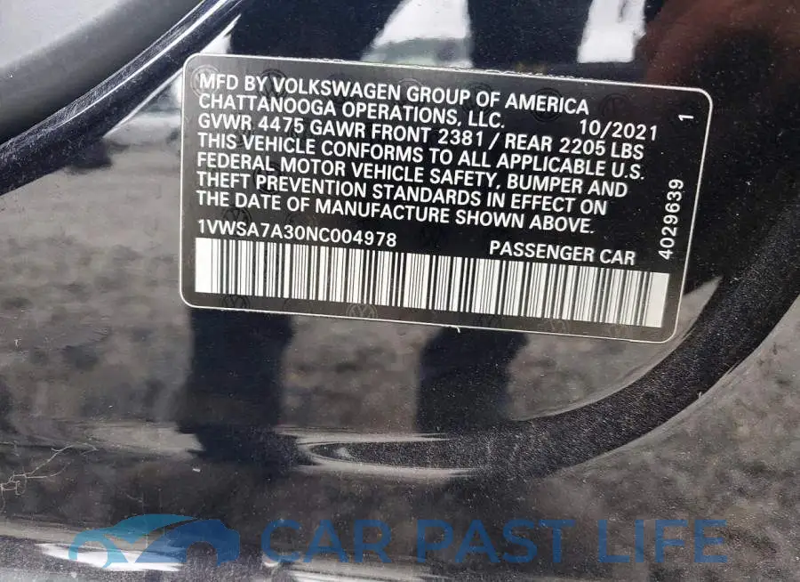 1VWSA7A30NC004978# 12