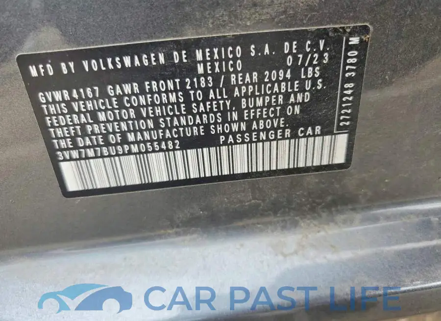 3VW7M7BU9PM055482# 12