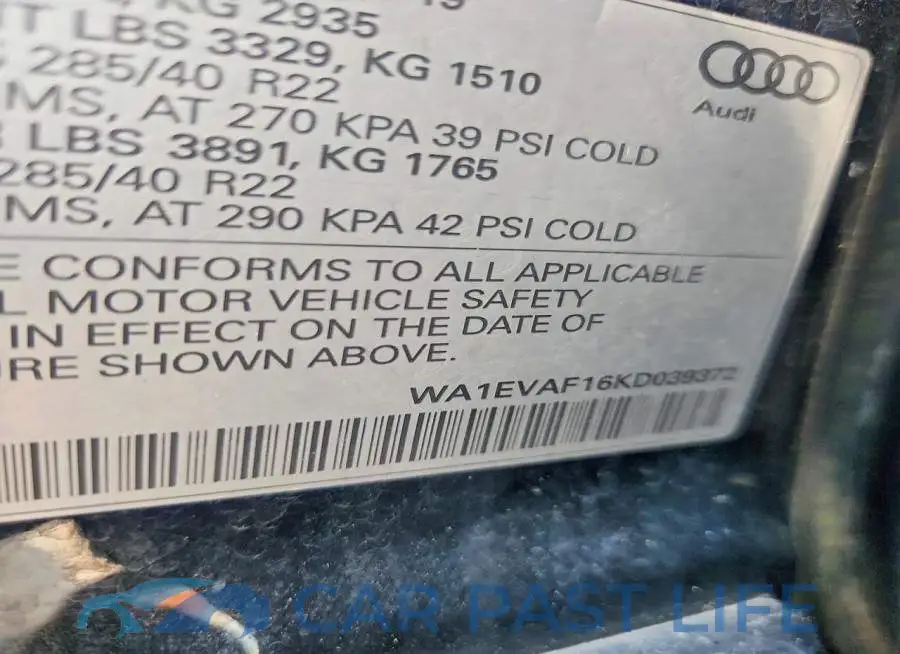 WA1EVAF16KD039372# 13
