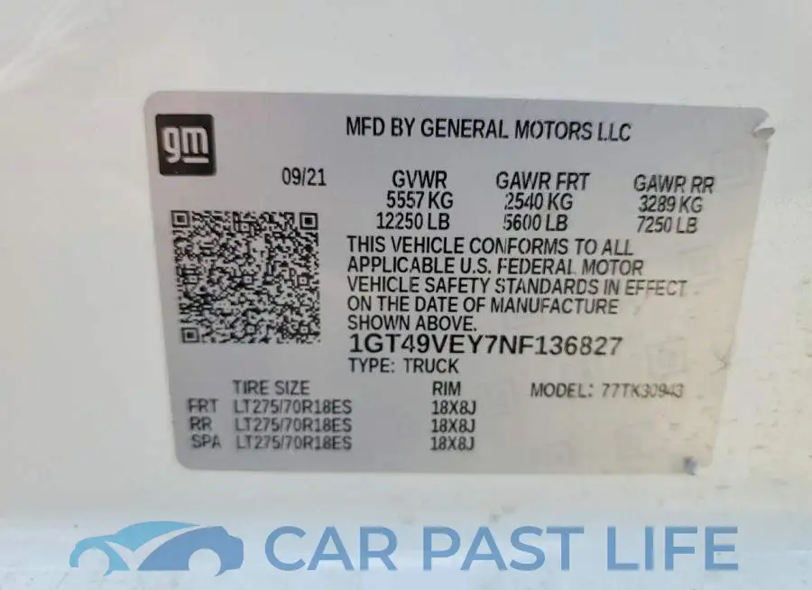 1GT49VEY7NF136827# 12