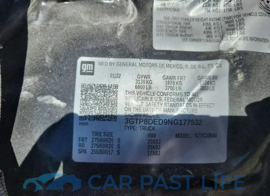 3GTP8DED9NG177532# 12