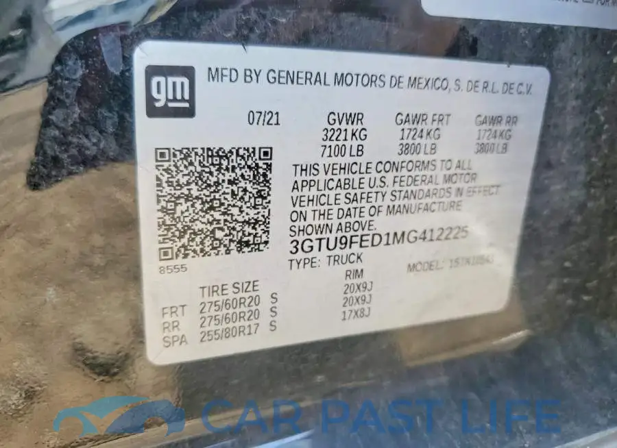 3GTU9FED1MG412225# 12