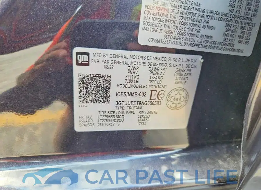 3GTUUEET9NG650583# 12