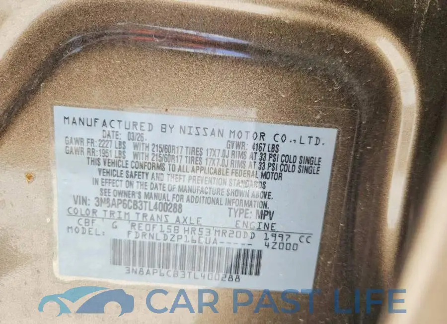 3N8AP6CB3TL400288# 13