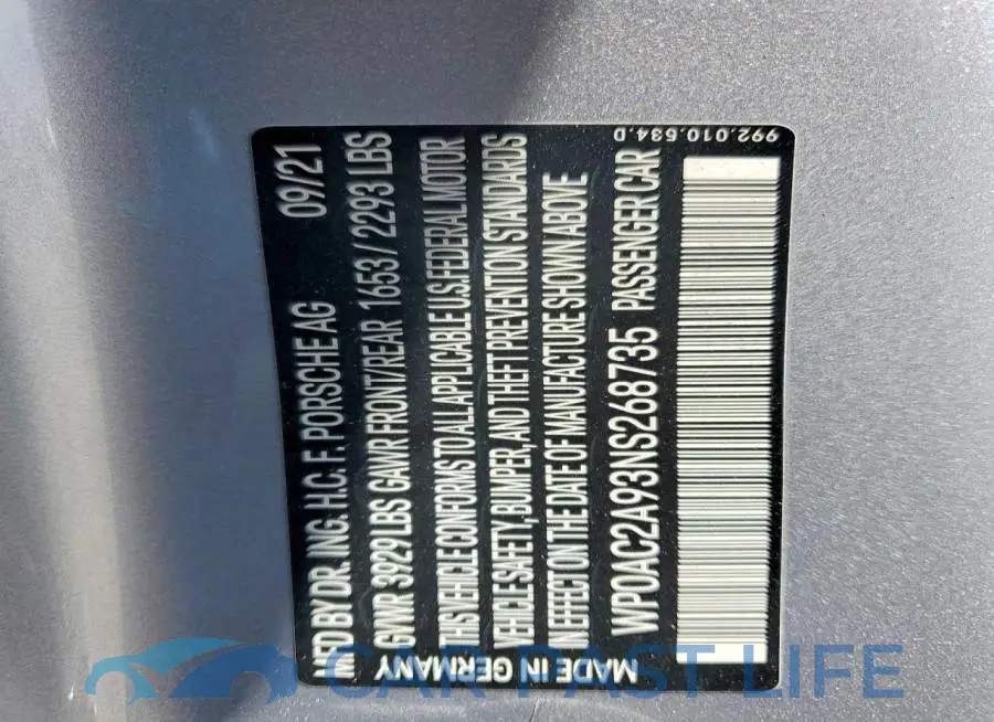 WP0AC2A93NS268735# 13