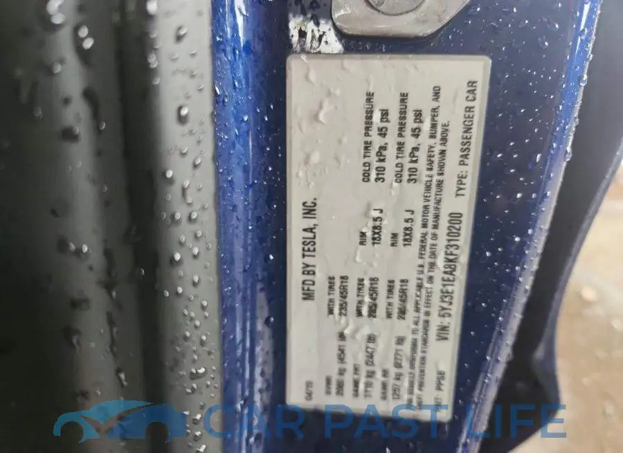 5YJ3E1EA8KF310200# 12