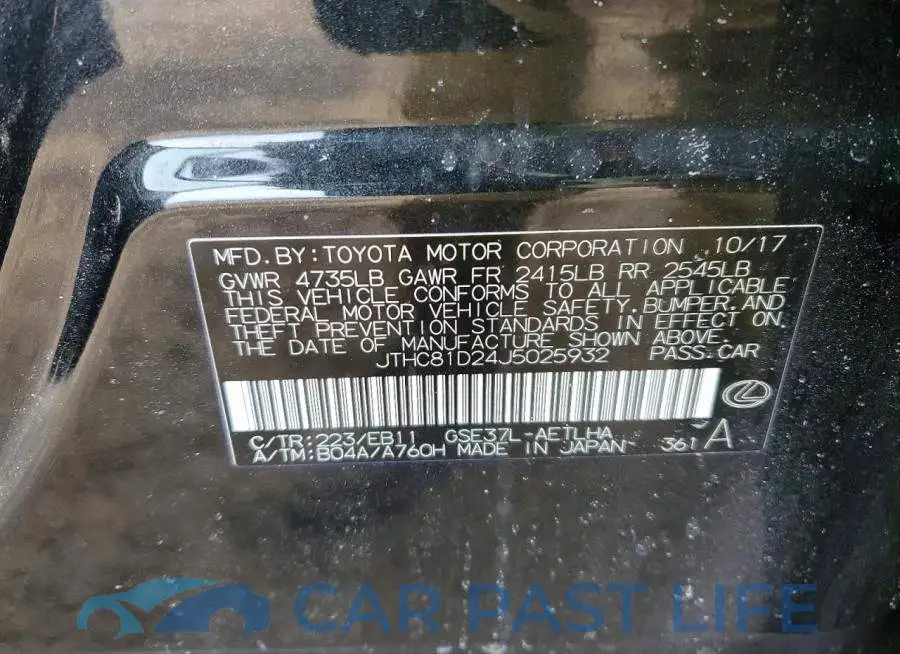 JTHC81D24J5025932# 12