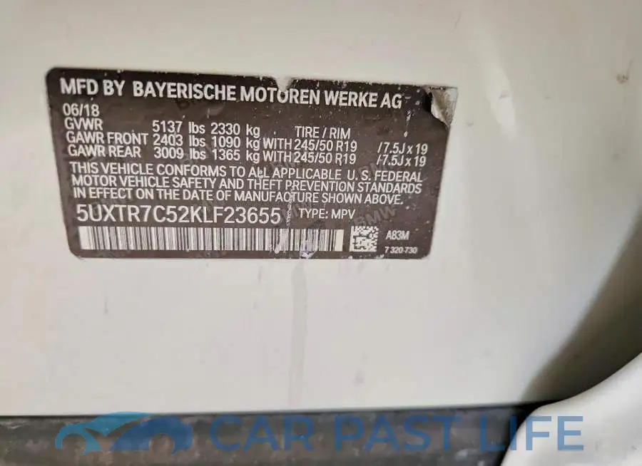 5UXTR7C52KLF23655# 13